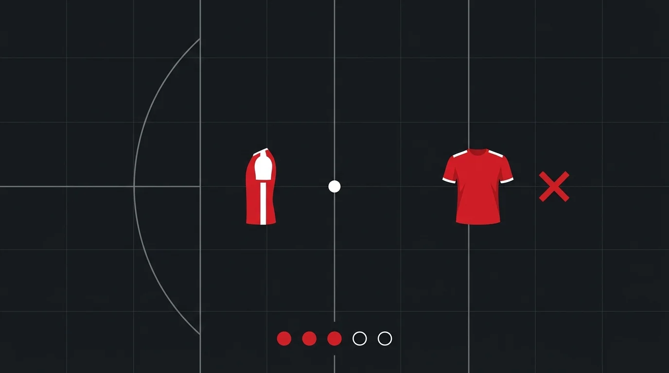 Stilisierter Elfmeterpunkt mit zwei abstrakten Team-Silhouetten und einem K.-o.-Symbol