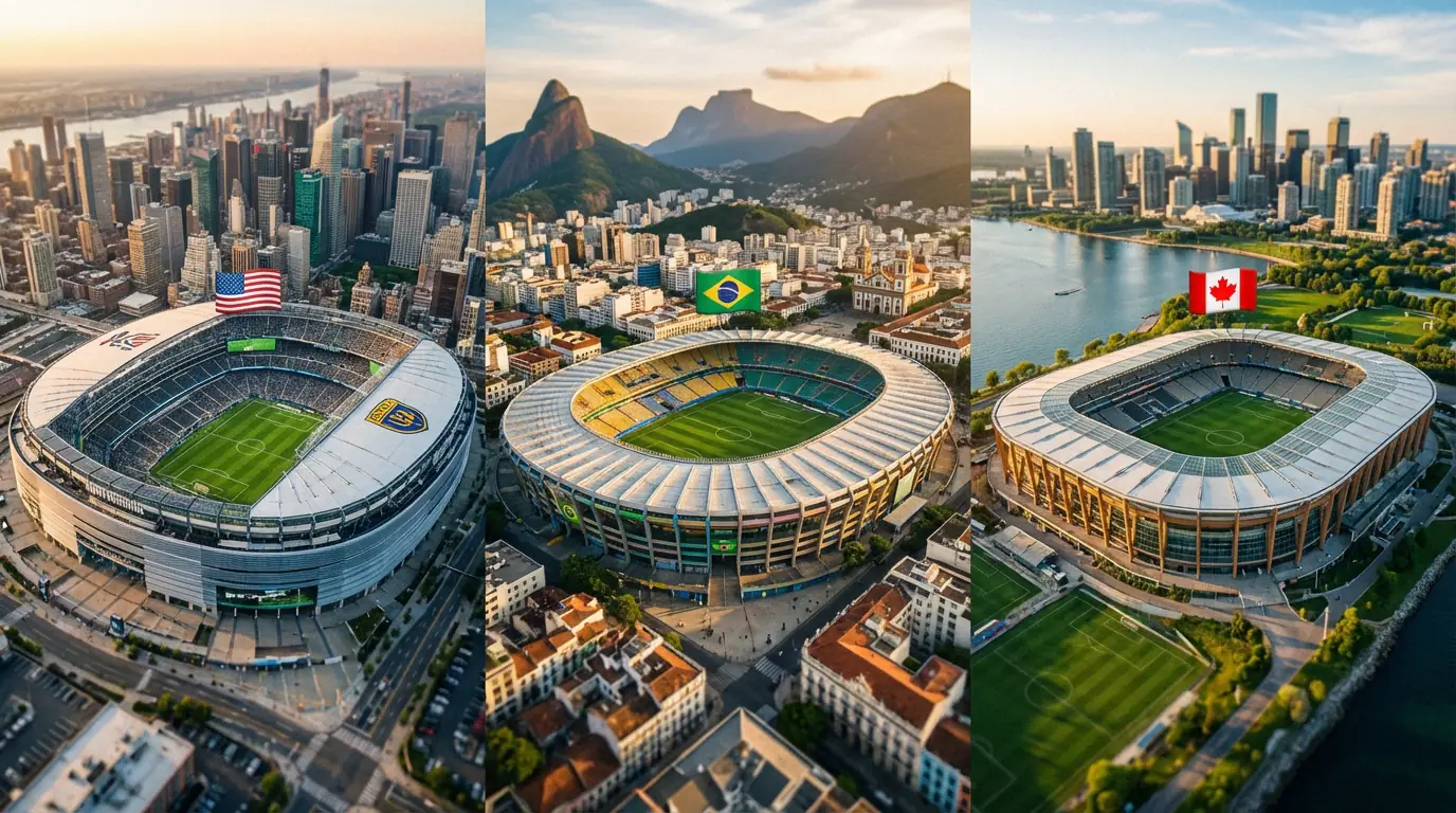 Überblick über die WM 2026 mit Stadien in den USA, Mexiko und Kanada